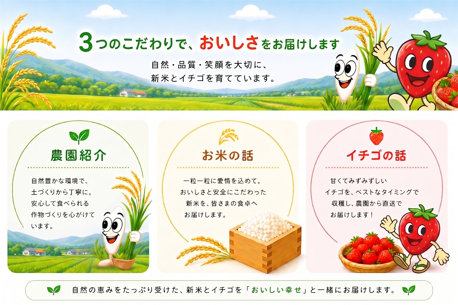 3つのこだわりで、おいしさをお届けします